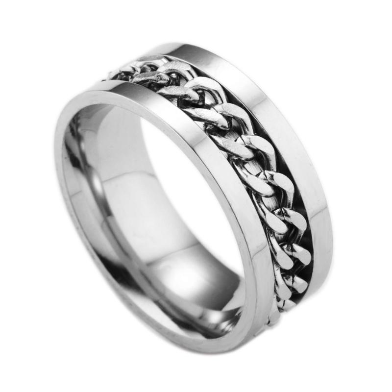 Панк Мужская Женская Цепочка Из Нержавеющей Стали Инкрустированное Кольцо На Палец Ювелирные Изделия Очарование Подарок Кольцо Из Нержавеющей Стали