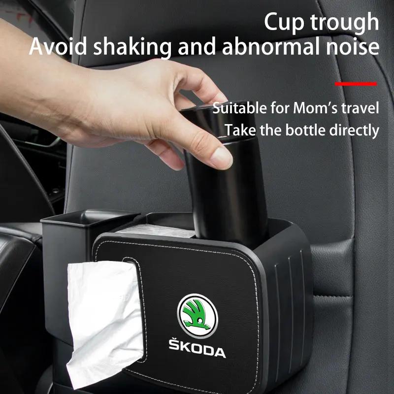 EMIW1 Car Hanging Trash Storage Box ABS Square Trash Can For Skoda Octavia Fabia Kamiq Kapoq Kodiaq Rapid SCALA Superb A5 A7 RS Yeti
