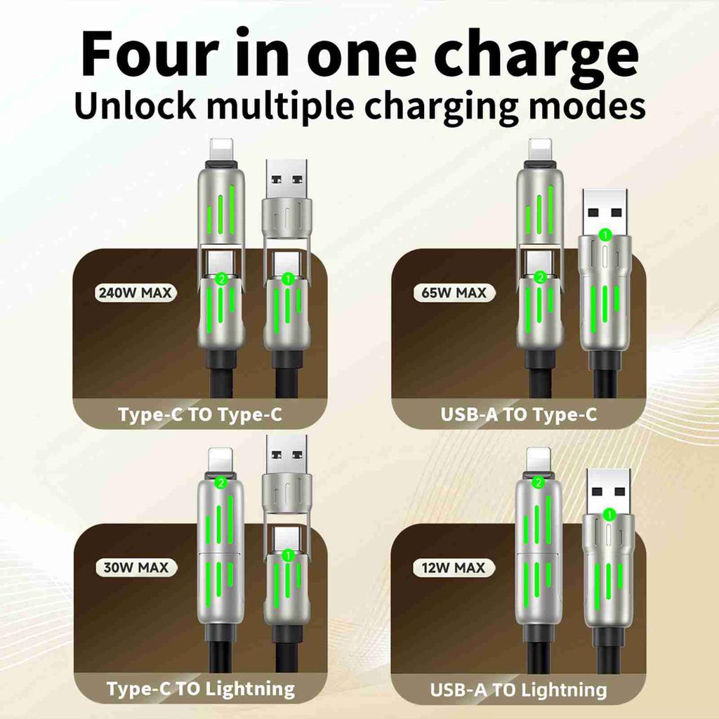 Кабель USB AM TYPE C на TYPE C 5VDC 7 цветов Дышащая подсветка USB AM на USB C 1.5м