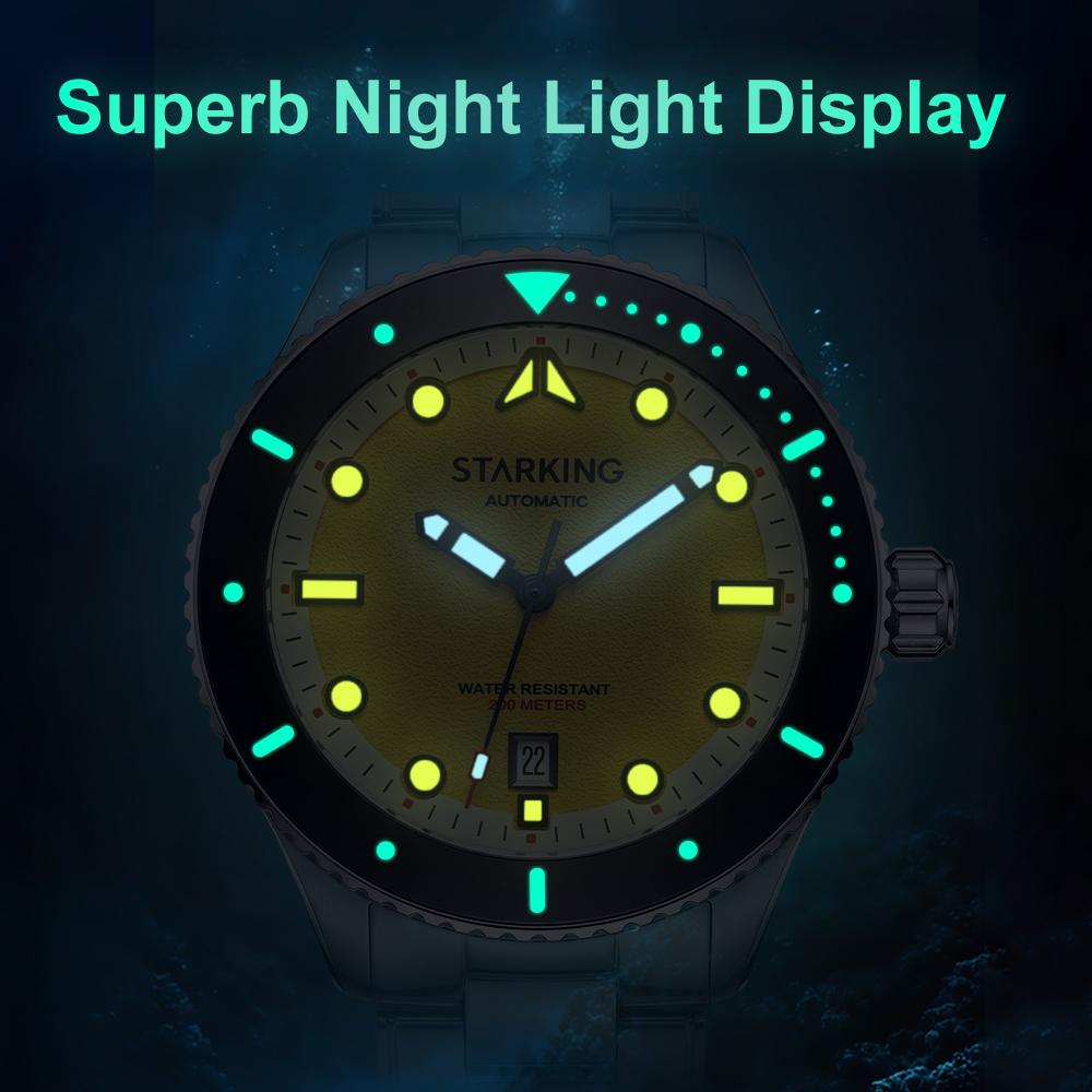 STARKING Men's Miyota 8215 Automatic Mechanical Diving Watch Luminous 20Bar Waterproof Dive Watch Sapphire Crystal Luxury Watch