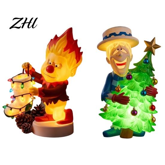 Bedroom Bedside Lamp Christmas Cartoon Figure Night Light, Resin Warm Light LED Lamp, Stable Character Statue Base Desktop Ornament for Living