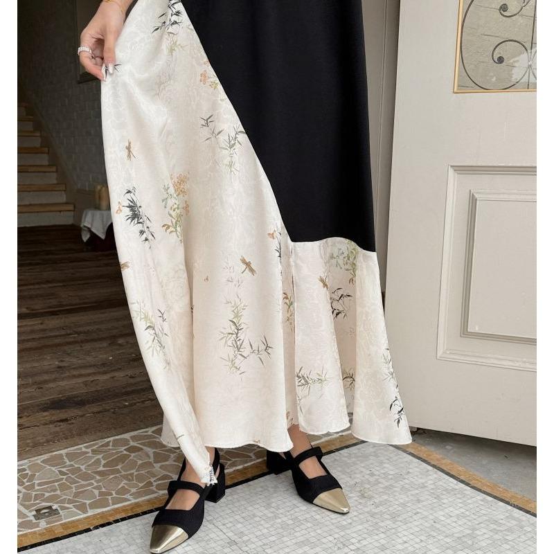 DIMANAF 2025 Летнее платье больших размеров для женщин Повседневное свободное винтажное длинное платье с коротким рукавом Платье макси