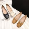 Модная элегантная минималистичная обувь на мягкой подошве Ретро Темперамент Бант Балетки Женские Летние Новые Модные универсальные Сандалии с квадратным носком