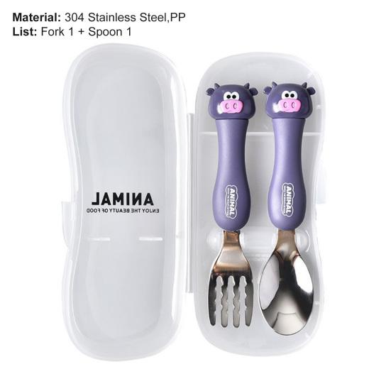 Универсальная гладкая кромка, удобная и безопасная детская обучающая ложка, вилка, набор посуды для ежедневного использования