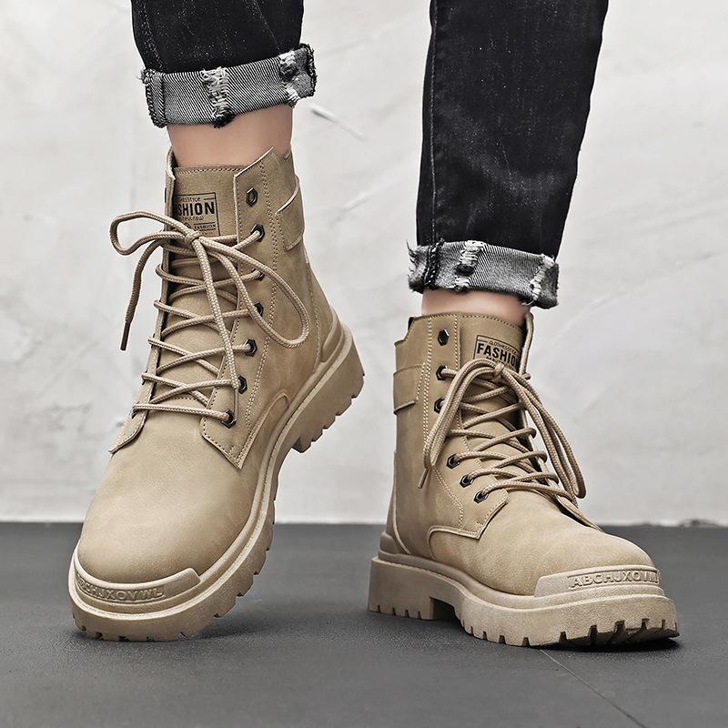 Dou Chuan зимние новые ботинки Мартин мужские ботинки из черной кожи в британском стиле универсальные повседневные трендовые ботинки с высоким берцем