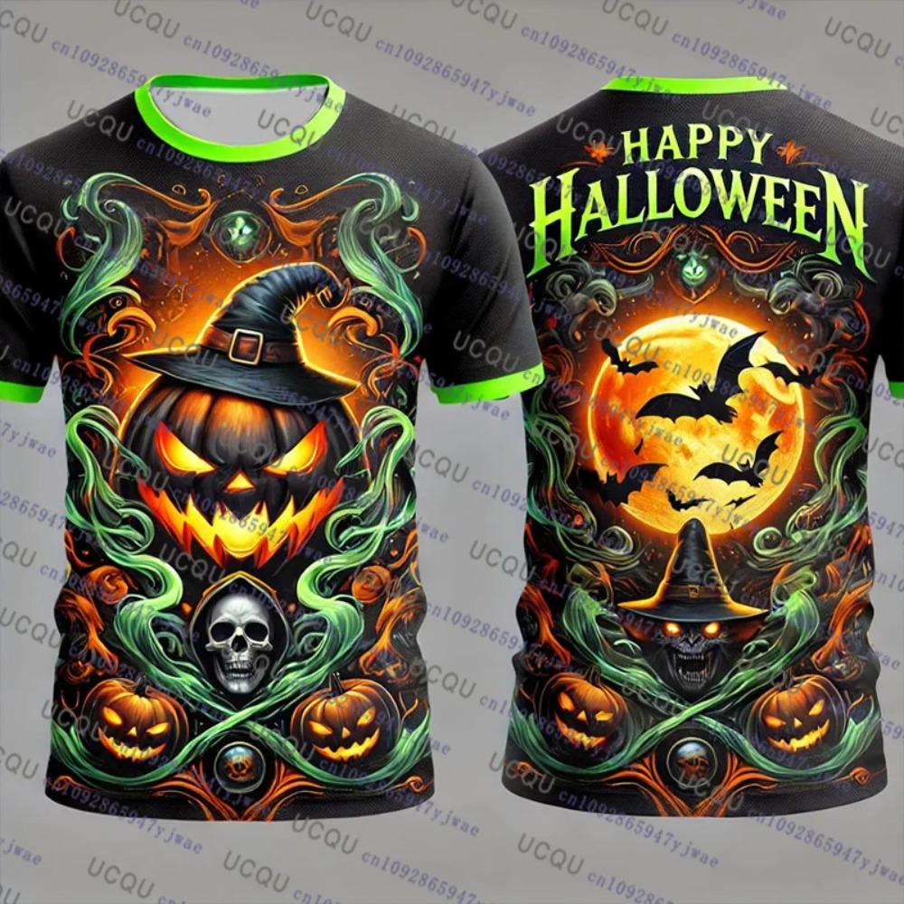 Halloween T-shirt Men's and Women's Short Sleeved T-shirt Pumpkin 3D Printed T-shirt Harajuku T-shirt Halloween T-shirt