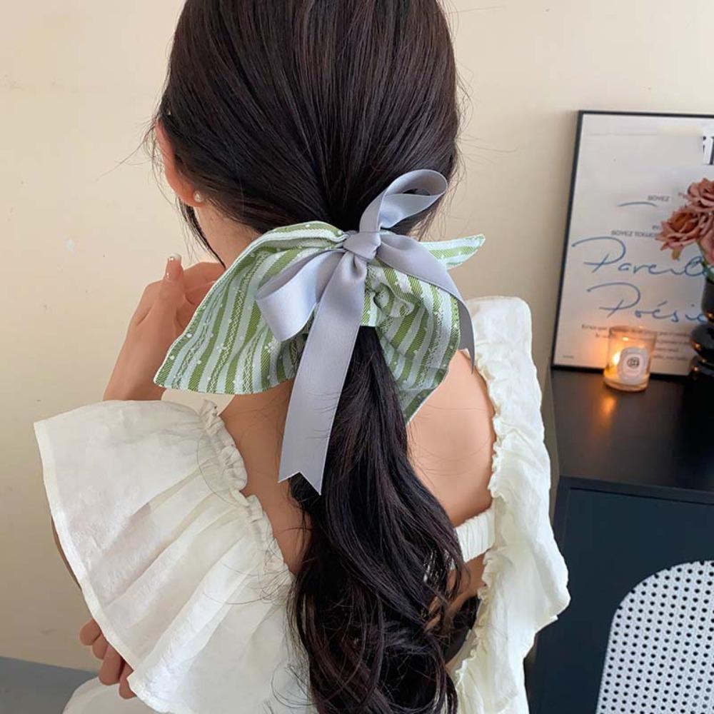 Эластичные Плед Шелковые Ленточные Скранчи Бант Кольцо для Волос в Виде Толстой Кишки Квадратная Тканевая Резинка для Волос Девочки