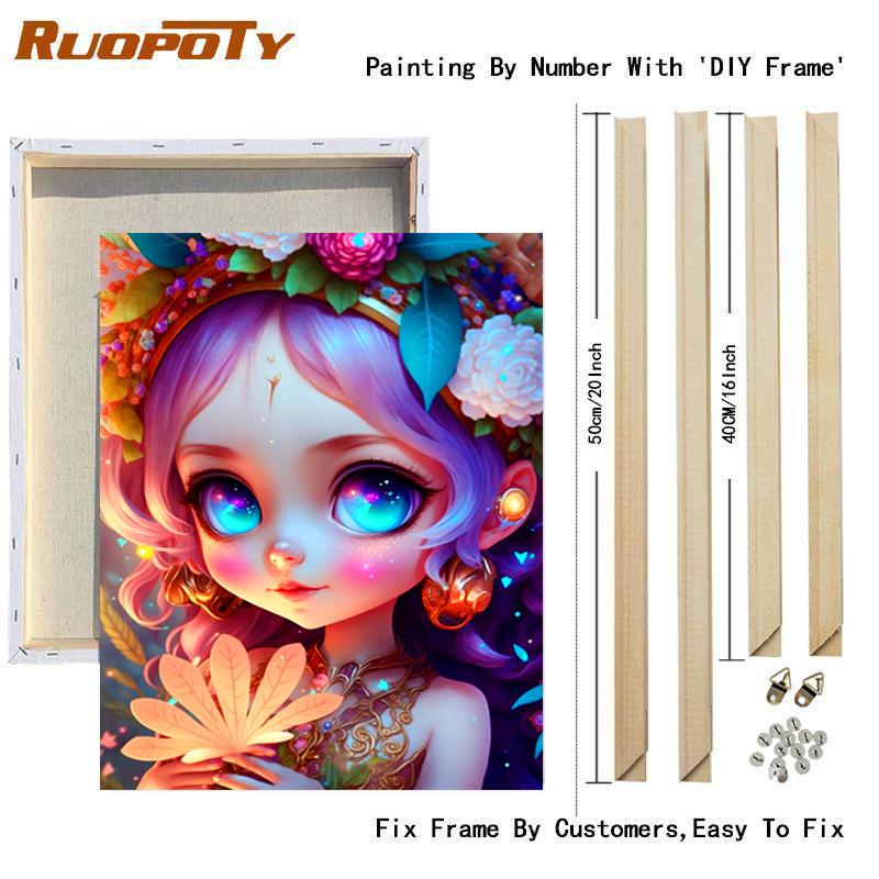 Рамка для рисования по номерам для взрослых, рисунок девушки из мультфильма, картина по номерам, стартовые наборы для домашнего настенного художественного декора 40x50