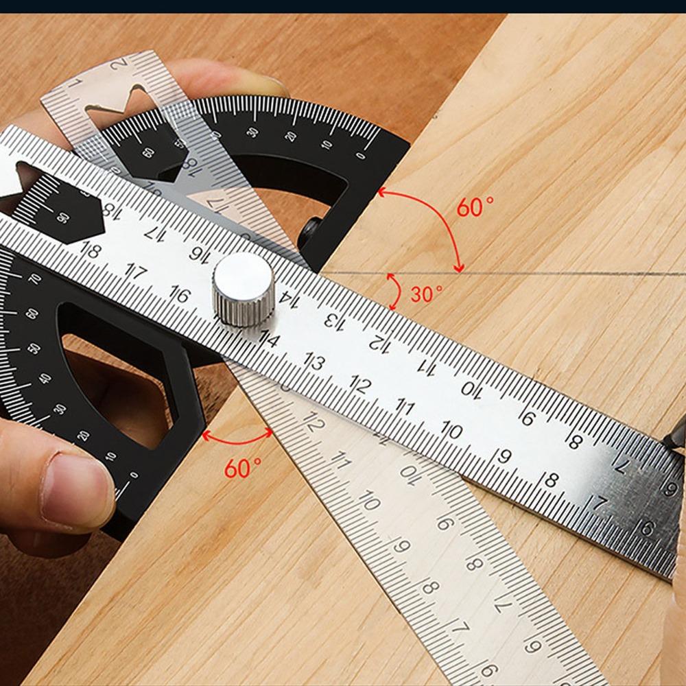 0-180 Degrees Carpentry Angle Ruler Stainless Steel Angle Finder Ruler Construction