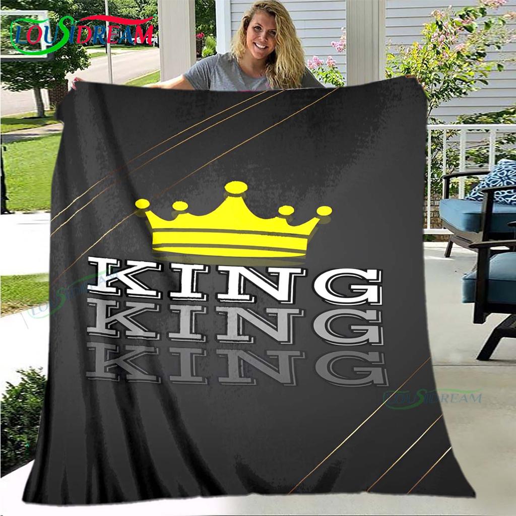 Hot Pattern KING and QUEEN Pattern Blanket Flannel Thin Blanket Portable Home Travel Office Lunch Break Blanket Birthday Gift