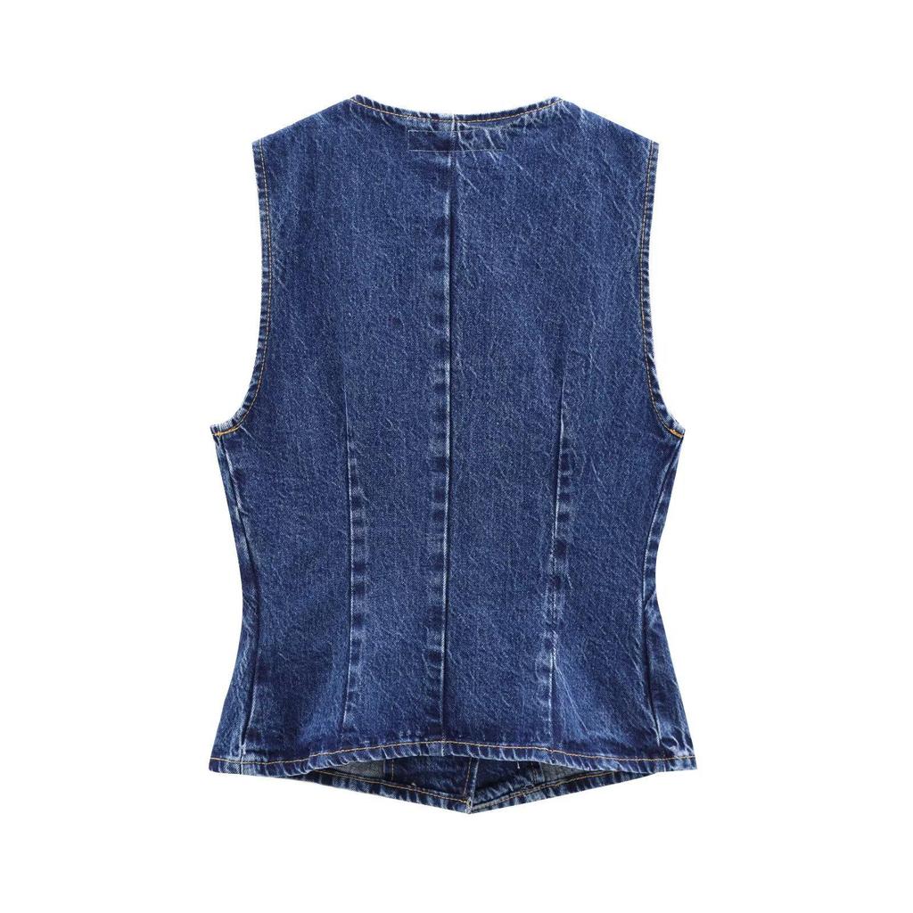 Autumn Women's European-American French-Style Casual Fashion Versatile Denim Vest