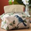 Polyester Desktop Tissue Bag Flower Pattern Retro Tissue Box Creative Pattern Tissue Bag  Household