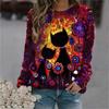 Весенне-осенняя женская новая повседневная футболка с 3D животным принтом кота, пуловер, модный повседневный уличный топ с длинными рукавами в стиле Харадзюку