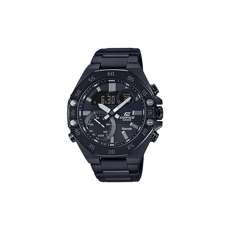 Casio CASIO EDIFICE Bluetooth Повседневные Деловые Часы Кварцевый Механизм Ремешок из Нержавеющей Стали Японские и Корейские Часы Мужские Часы Черный Циферблат ECB-10DC-1A