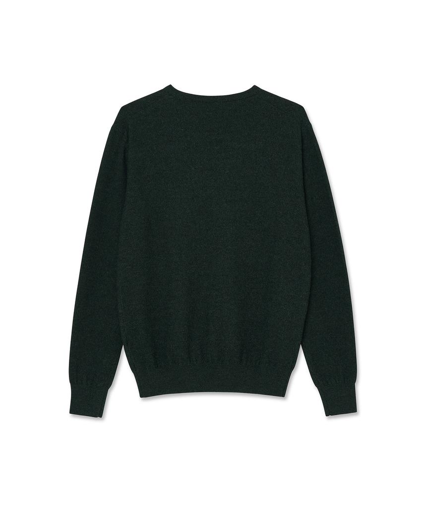 IOLO Wool Textured Crew Neck_Dark Green