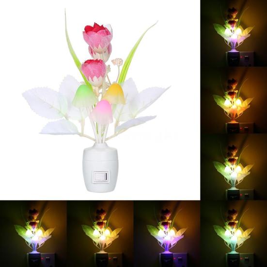 Светодиодная ваза для цветов, настенная розетка, датчик света, меняющий цвет, ночная лампа, декор