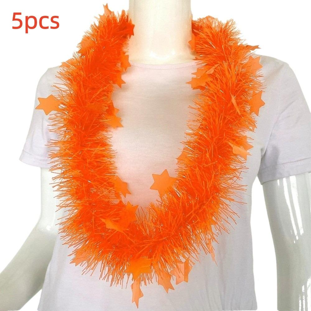 5pcs Glowing Large Fluorescent Garland Necklaces Five Star Lightweight Plastic Garland Birthdays