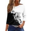 Женская модная повседневная свободная футболка с круглым вырезом и рукавами 3/4 с принтом, женский топ
