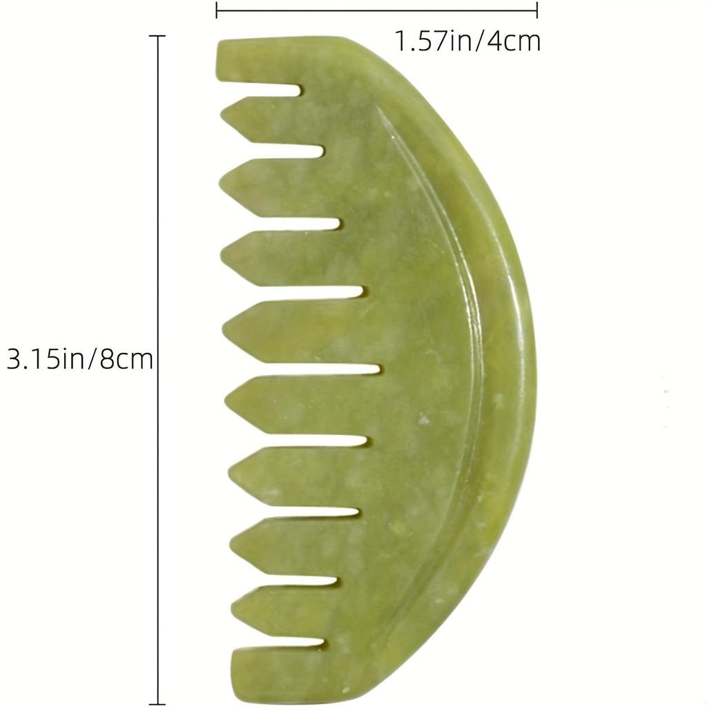1pc Xiuyan Green Head Massage Comb, Natural Stone Guasha Scalp Massager Comb, Hair Comb Scalp Care Massage Tool. Multi-Functional Handheld Head
