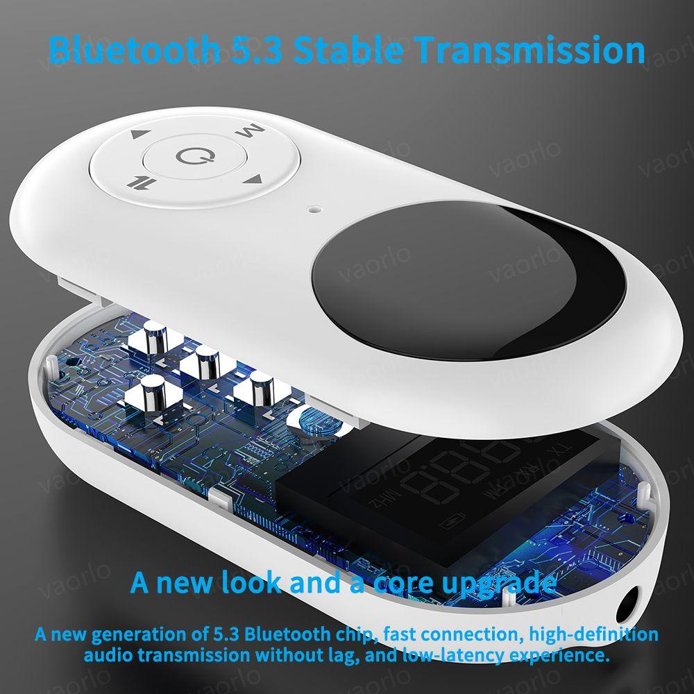 3-в-1 Bluetooth 5.3 приемник передатчик FM беспроводной аудиоадаптер 3,5 мм AUX с микрофоном HD Handsfree звонки для автомобильного комплекта динамиков
