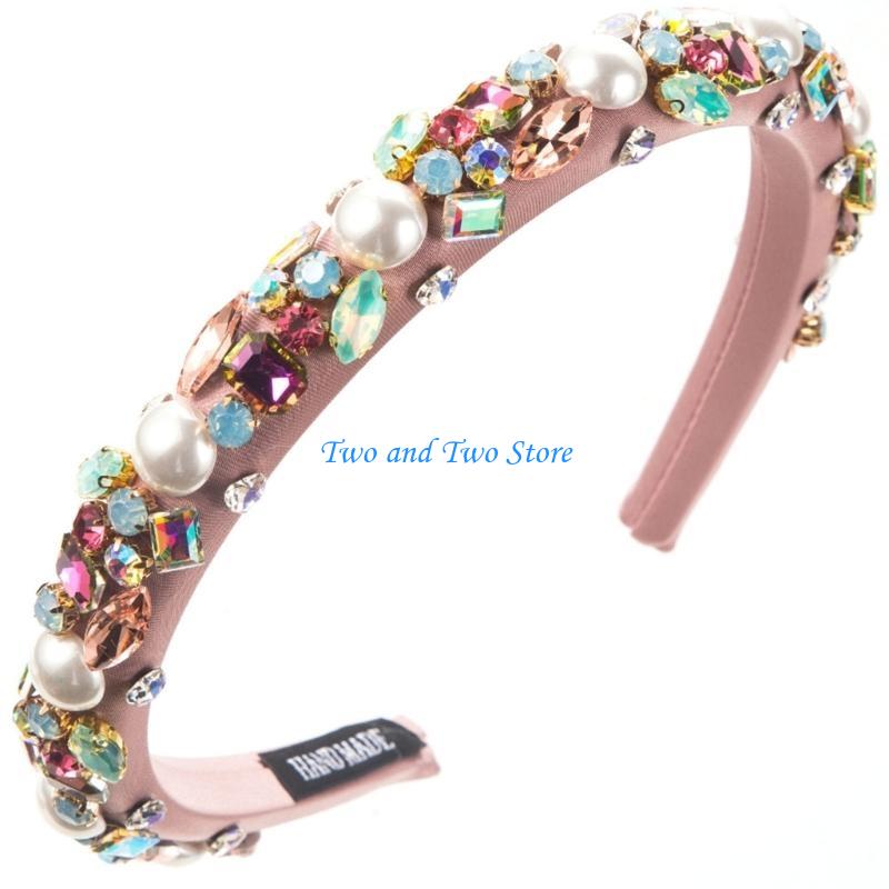 HX6F Delicate Beaded Embellished Hairband Headpiece Casual Headband Party Makeup Fashionable Hair Accessories for Women