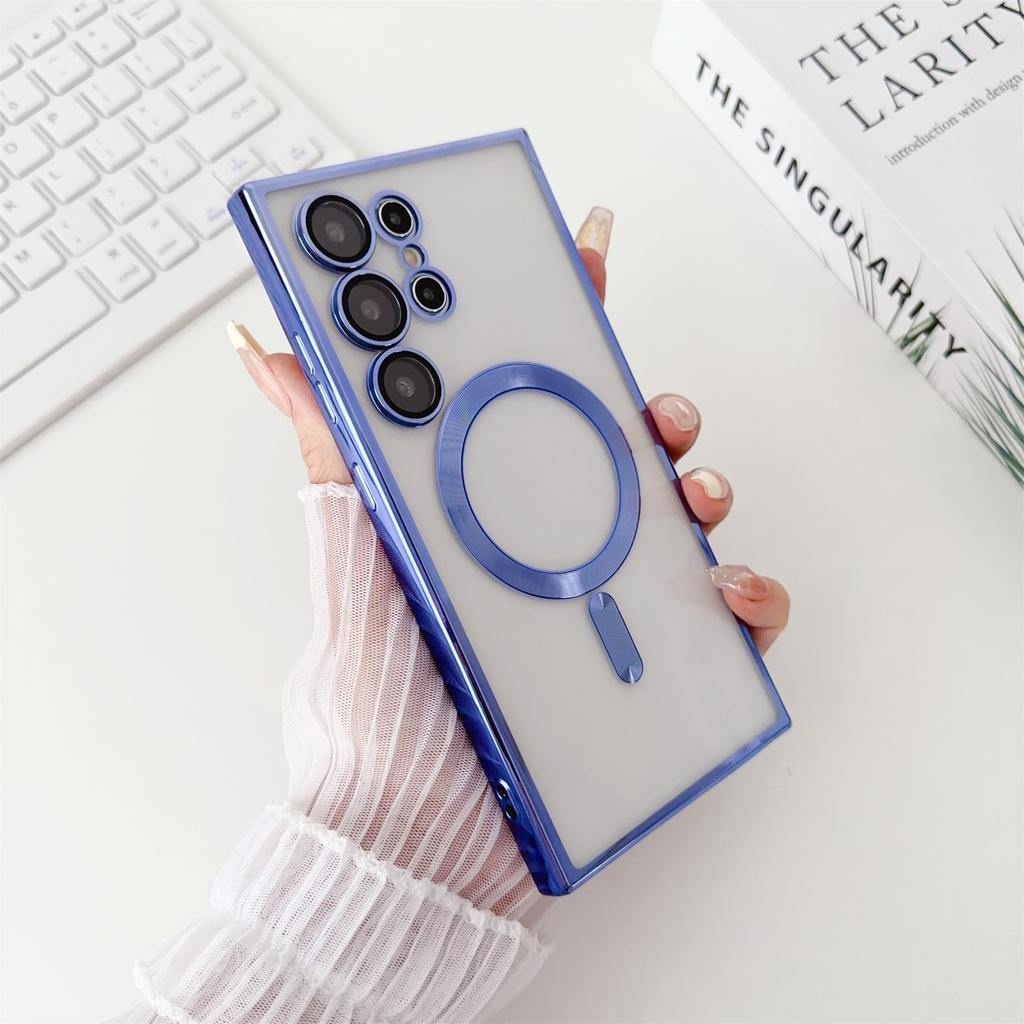 Luxury Plating for Magsafe Magnetic Wireless Charging Case for Samsung Galaxy S25 S24 S23 S22 S21 FE Plus Note 10 20 Ultra Cover