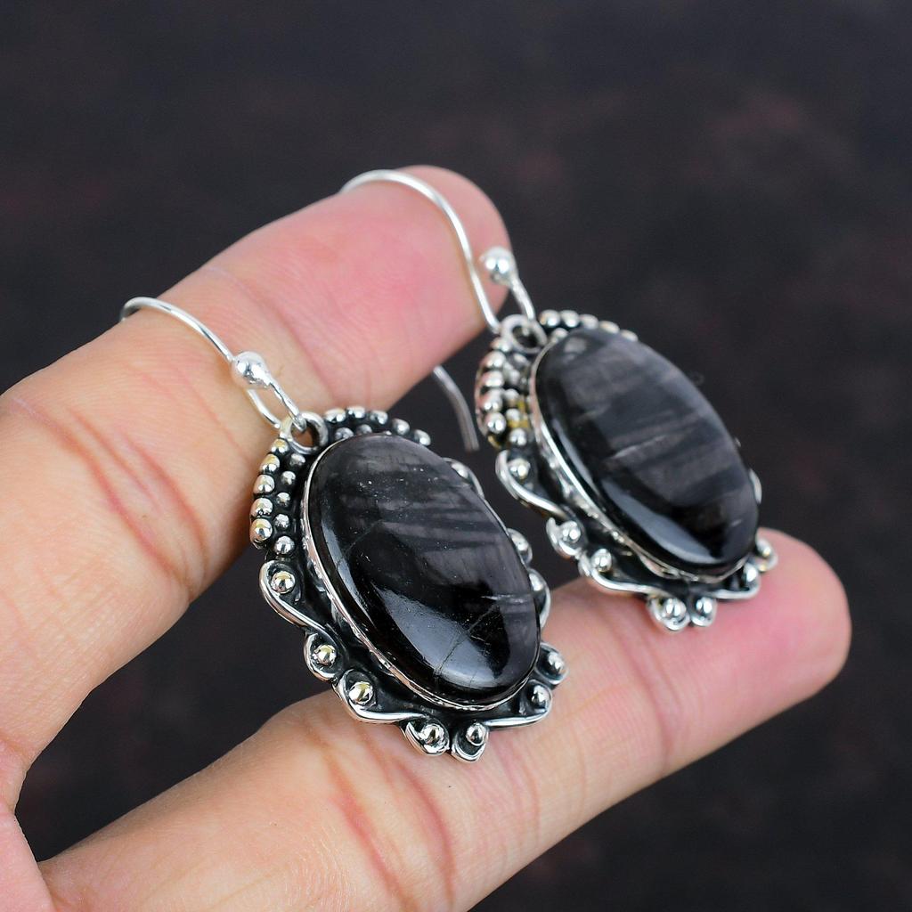 Серьги из гиперстена, настоящие драгоценные камни, серьги новейшего дизайна, ювелирные изделия ручной работы, серьги из стерлингового серебра 925 пробы, изящные ювелирные изделия, подарки для женщин