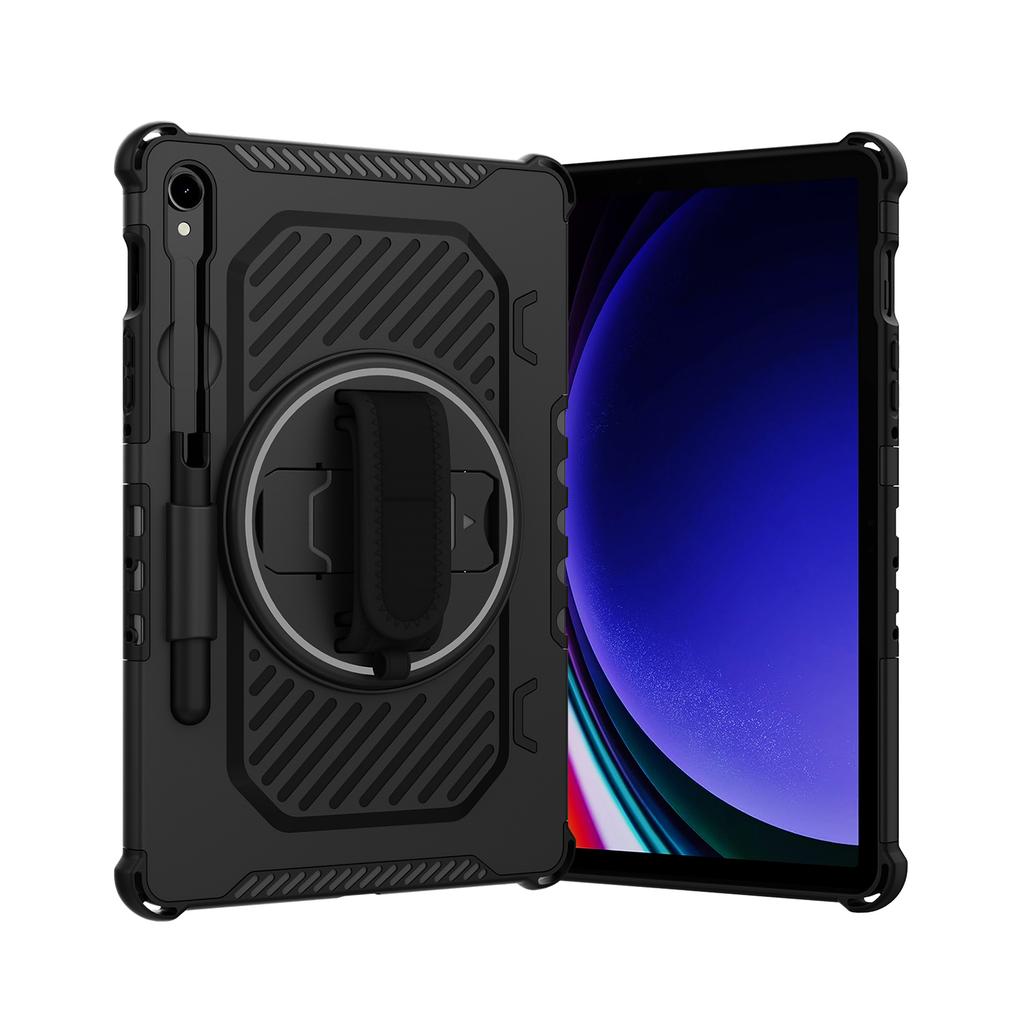 Чехол-подставка для Samsung Galaxy Tab S9 FE/S9/S8/S7, PC + TPU, противоударный чехол для планшета с ремешком для руки/слотом для стилуса