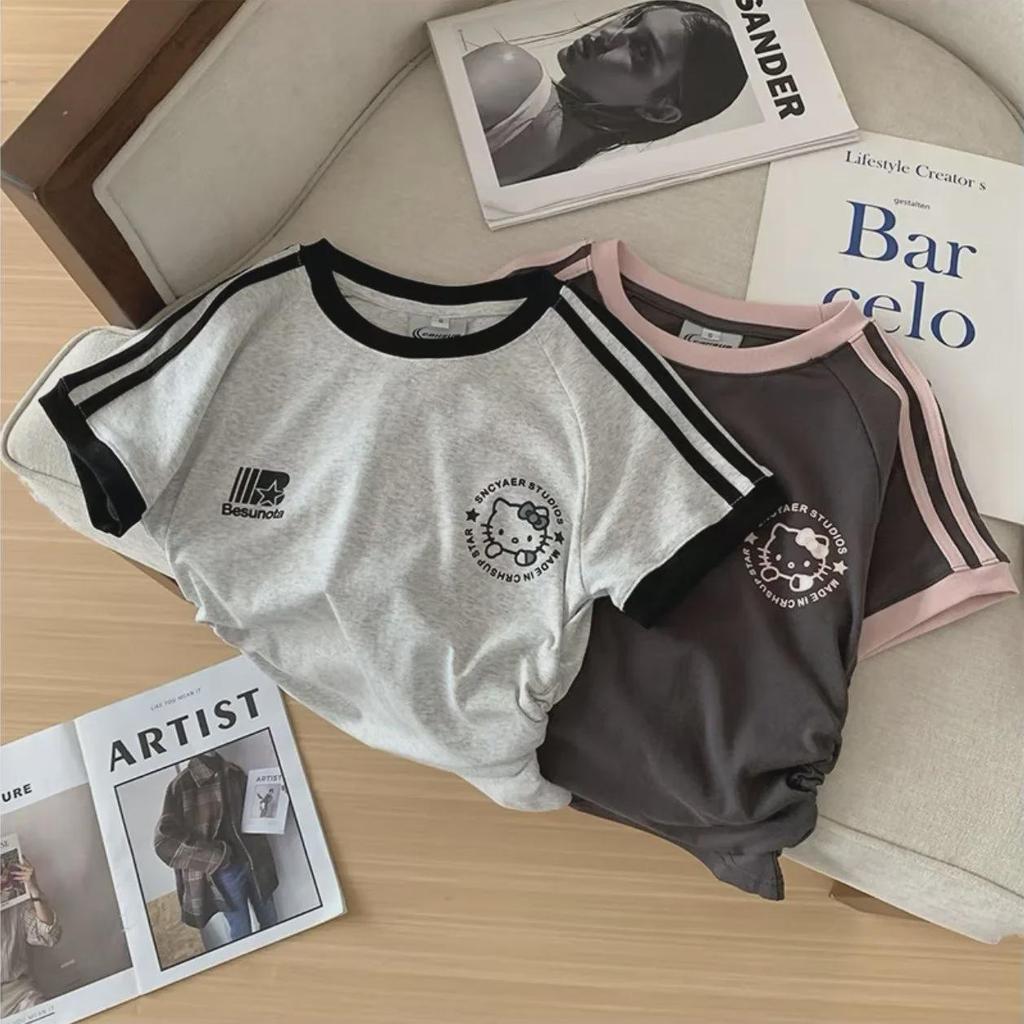 Футболка с коротким рукавом в американском стиле для женщин, лето 2024 г.