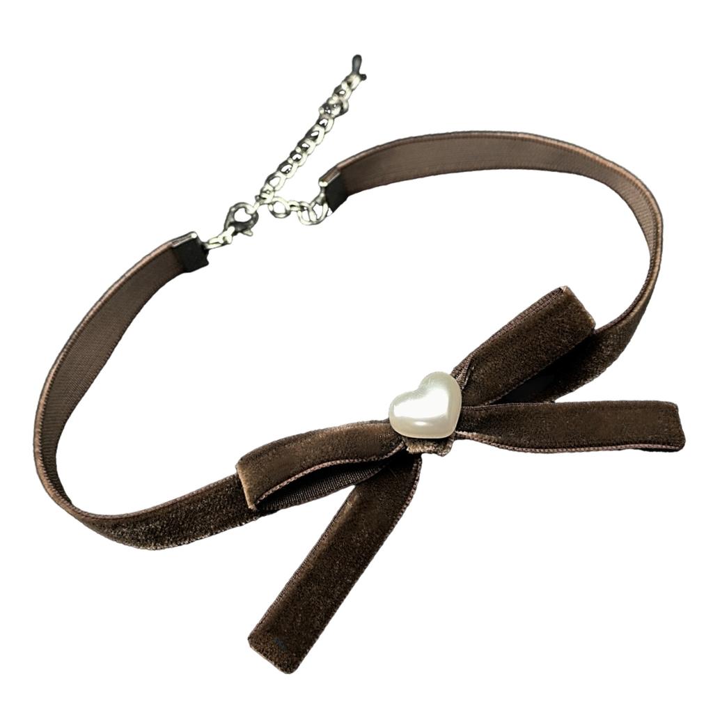 Готический бархатный чокер-ожерелье с лентой, подвеской в виде сердца и бантом, цепочка для ключиц для элегантных женщин