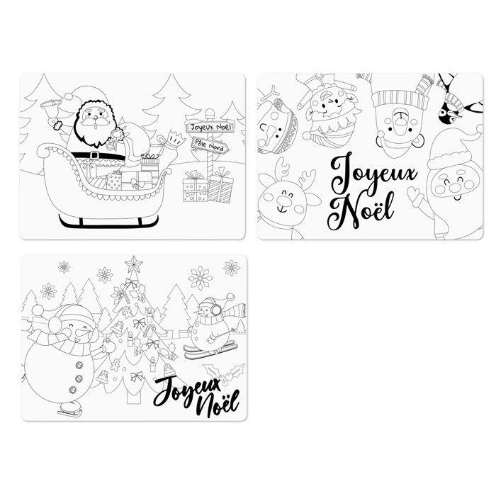 MégaCréa DIY - Sets de table de Noël en papier à colorier 28x38 cm 6 pièces