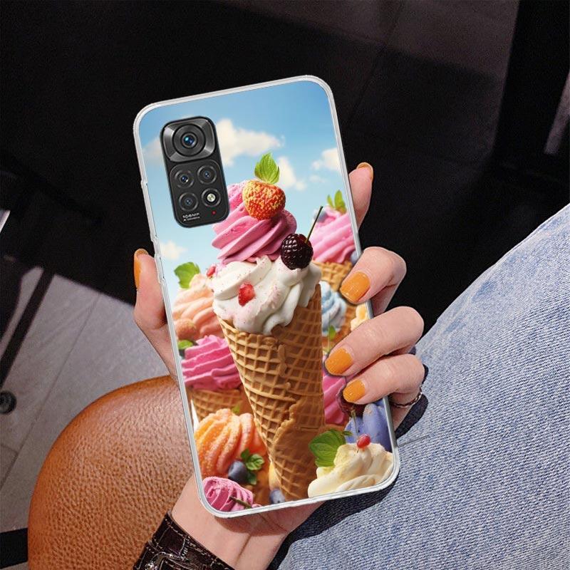 Чехол для телефона Macaron Ice Cream Cake Doughnut для Xiaomi Redmi Note 15 14 13 12S 12 11 Pro Plus 14S 11S 11E 10 10S 11T 5G Personali