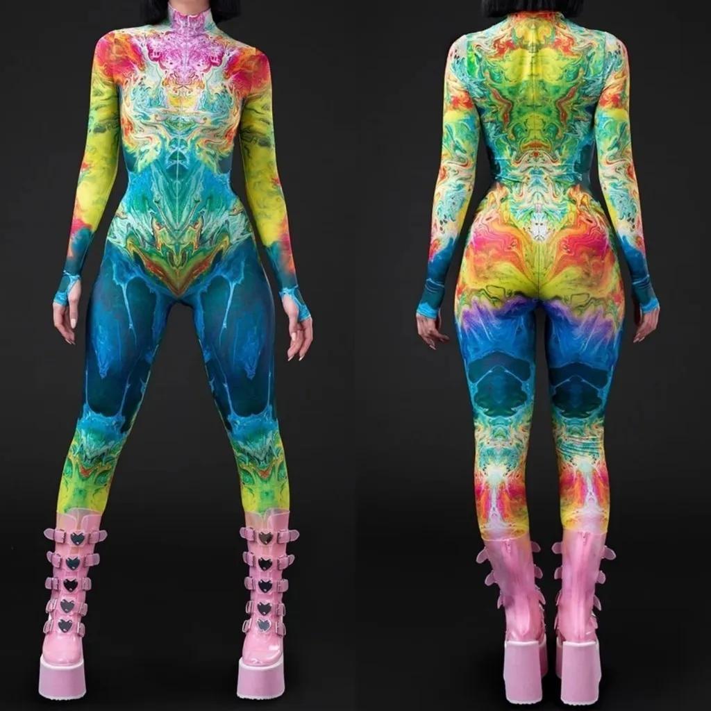3D цифровая печать сценических костюмов для взрослых Хэллоуин Мероприятие Карнавал Тематическая вечеринка Костюм для косплея Костюм для ролевой игры Комбинезон