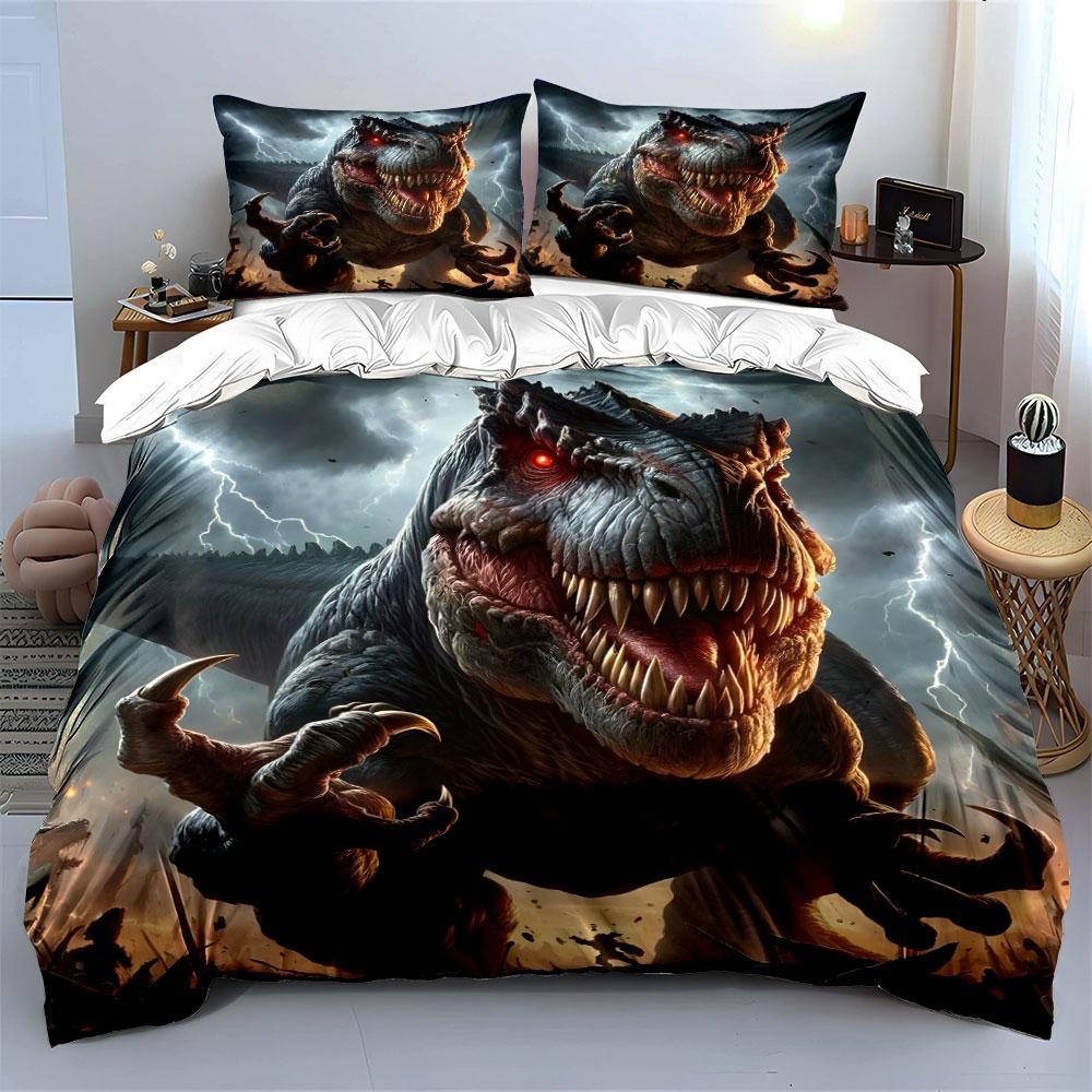 Roaring T-Rex with lightning. Bedding sets Duvet cover sets Duvet covers Pillowcases(1* Duvet Cover 2* Pillowcases without duvet insert)