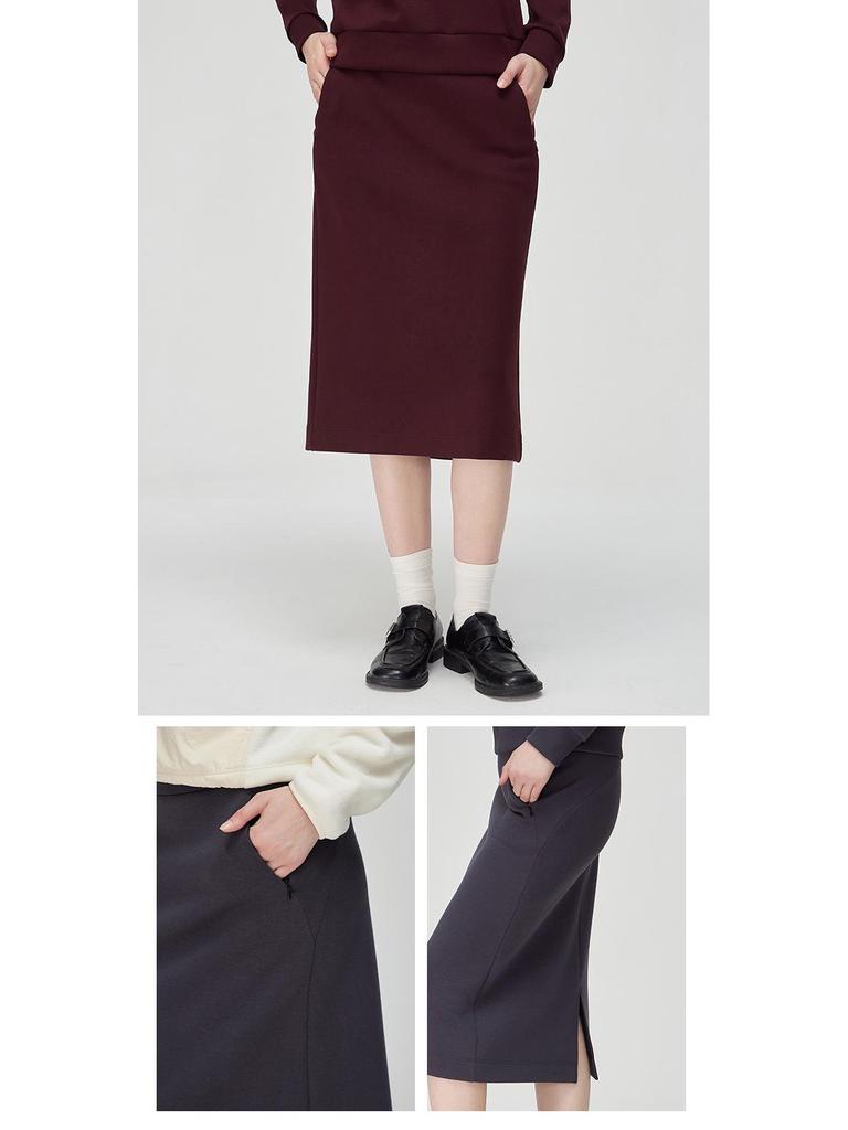 Zurich Women's Autumn/Winter Cotton Air Layer High Waist Classic Skirt - Versatile Mid-Length Hip Wrap.