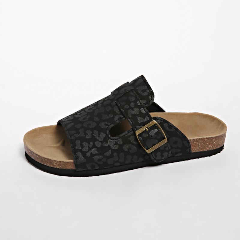 Женские леопардовые биркенштоки широкой полноты, уличные шлепанцы в римском стиле, европейские летние тапочки для женщин