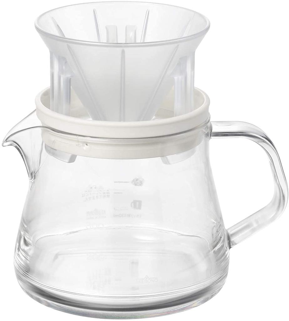 Akebono Sangyo Coffee Server Storon 400 Compact Dripper Set White 3 Cups Made in Japan Made of light and unbreakable Tritan resin Transparent like