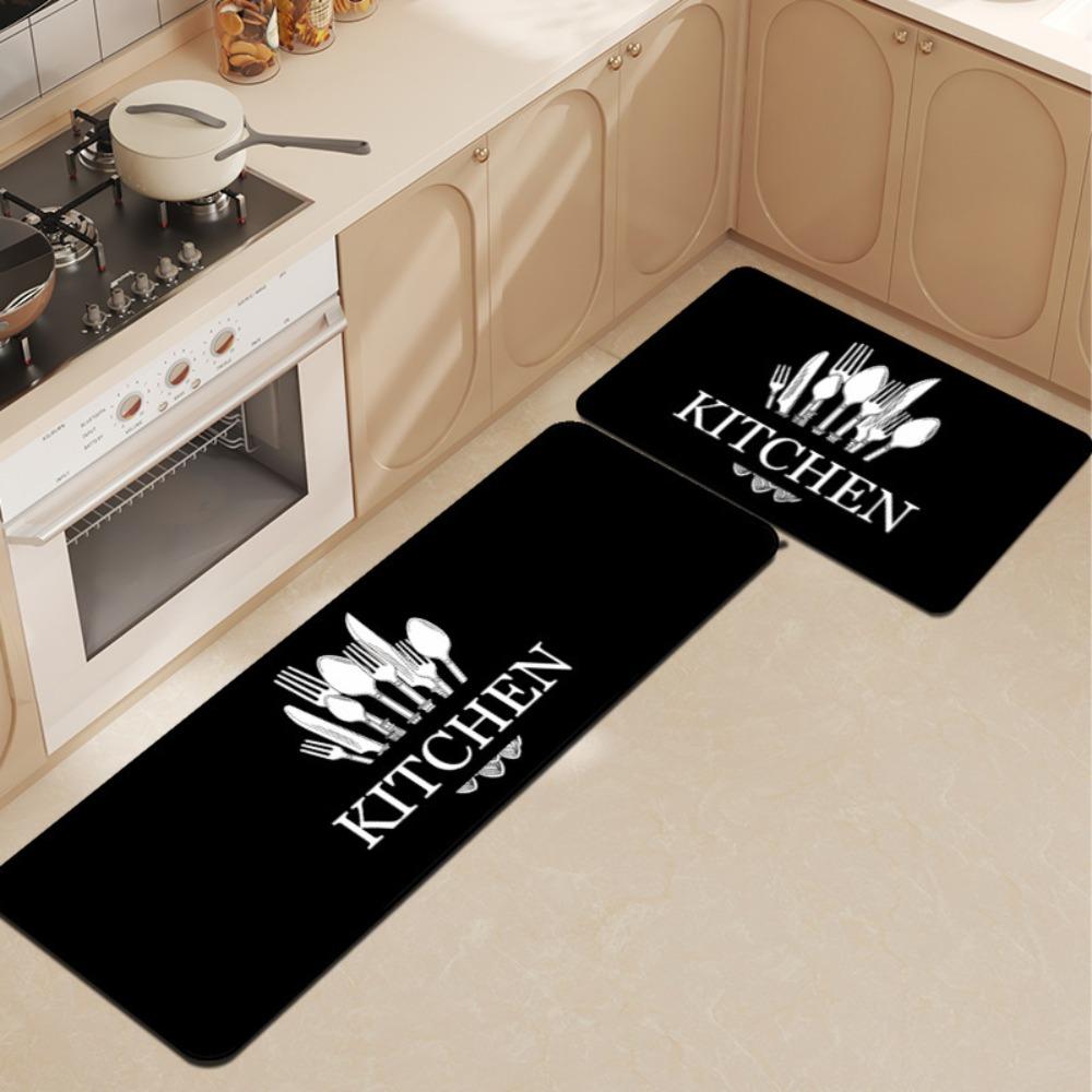 Tableware Pattern Floor Mat Dirt-resistant Doormat Kitchen Carpet Kitchen Runner Rug Entrance