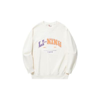 Li Ning Reignite Series Logo Print Loose Comfortable Sweatshirt Unisex sweatshirt Off-White AWDU343-1