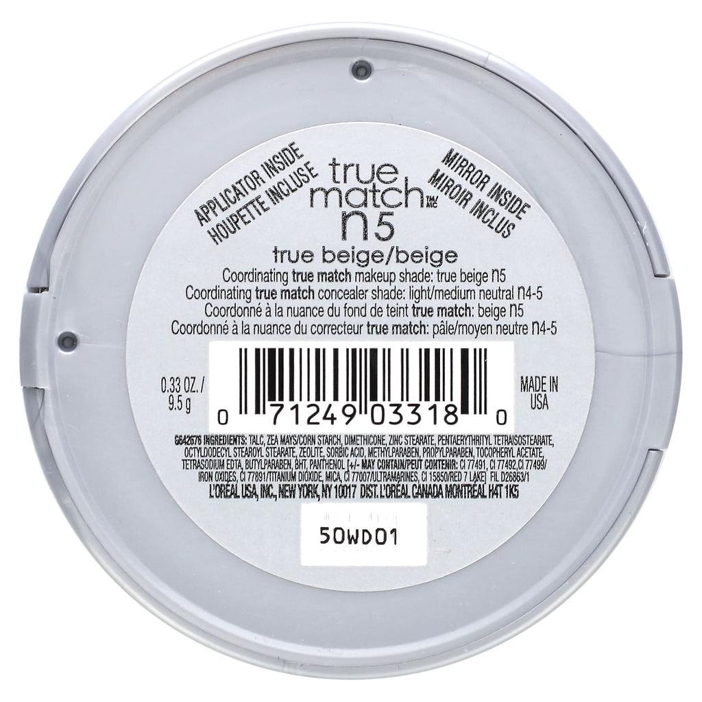 L'Oréal, True Match, Super Blendable Powder, N5 True Beige, 9.5G(0.33Oz)