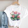 (Asian Size) Clothing Casual Women Tee Top Cute Floral Style Trend Short Sleeve T Shirt Fashion Print Lady Female Graphic T-shirts