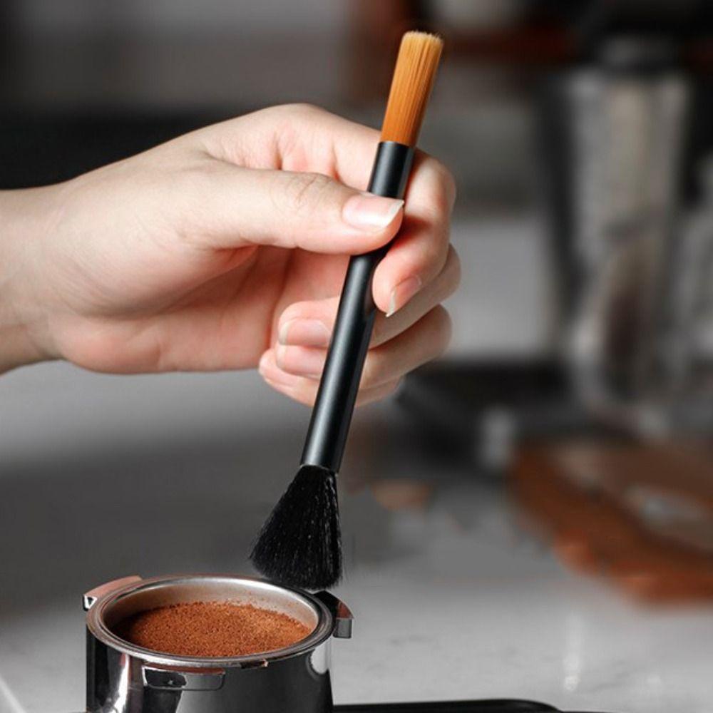Soft &Hard Bristle Coffee Powder Cleaning Brush Aluminum Handle Coffee Machine Brush Bar