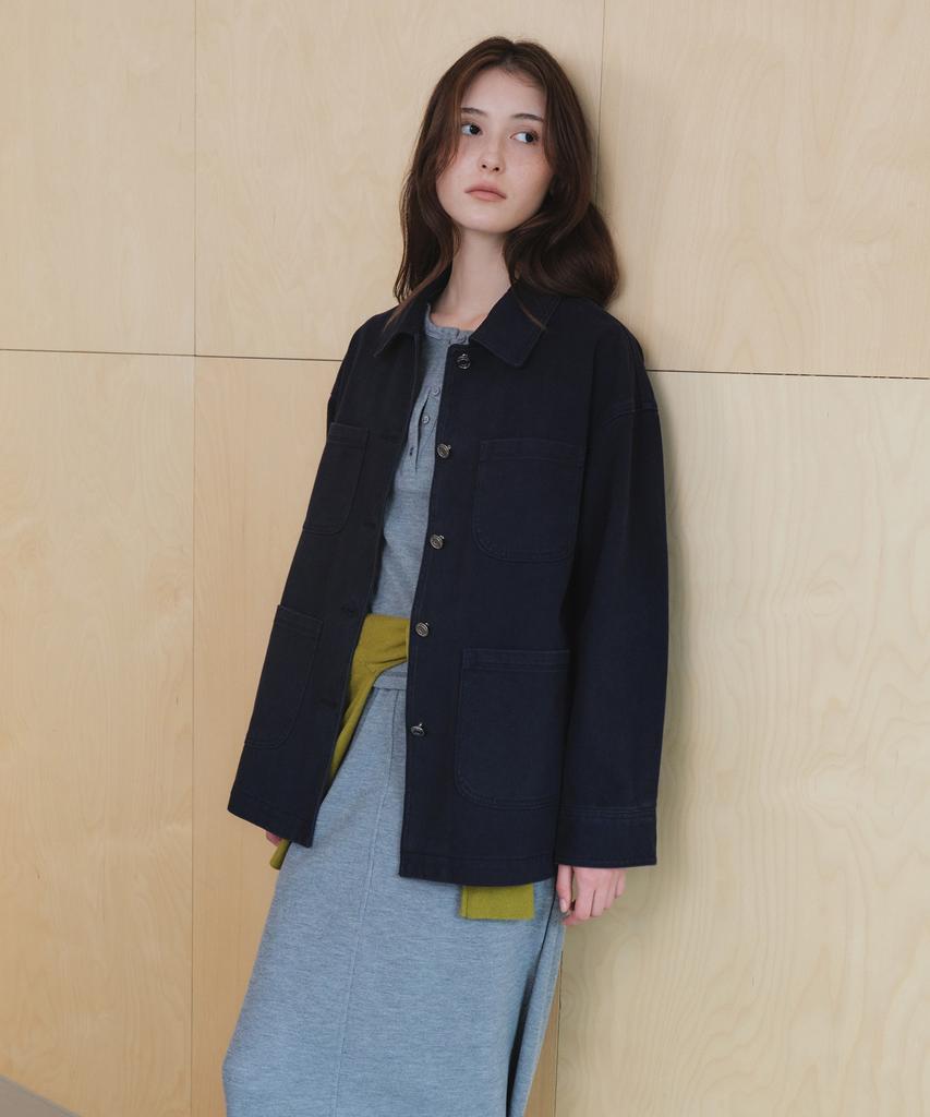 OLIVE DES OLIVE Loose Fit Pocket Denim Jumper Oj6Xm7770