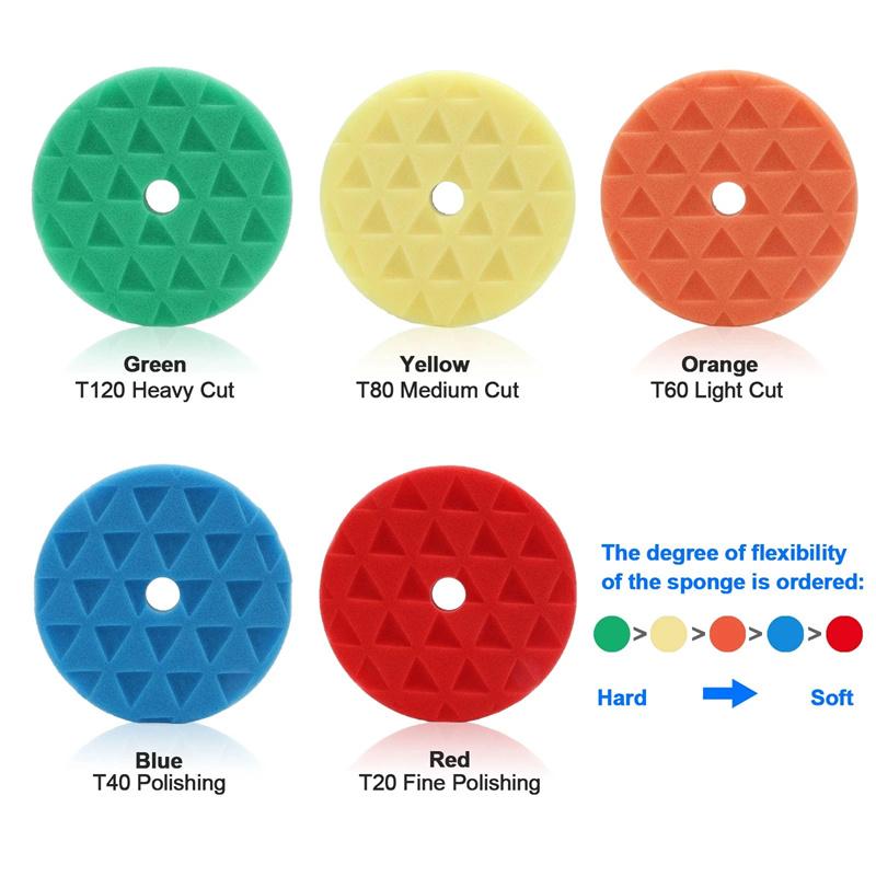 5 шт./набор 6-дюймовый полировальный круг Набор полировальных кругов для автомобиля Цветной губчатый диск Плоский волнистый пенный диск Полировальный круг Шерстяной шарик