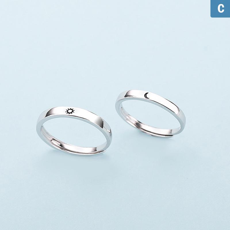 Fashion Opening Adjustable Sun Moon Couple Rings For Wedding Anniversary Gift