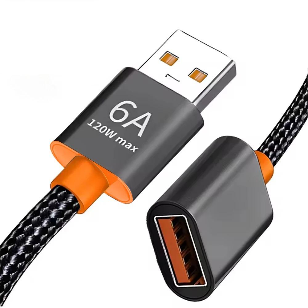 Удлинительный кабель USB 3.0 120 Вт 6 А, высокоскоростной шнур с нейлоновой оплеткой, удлинитель "папа-мама" для компьютера, камеры