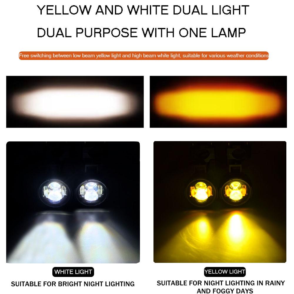 100W Dual-Color LED Motorcycle Headlight Fog Lights - Auxiliary Driving Spotlight Headlamp with Flasher for Enhanced Visibility