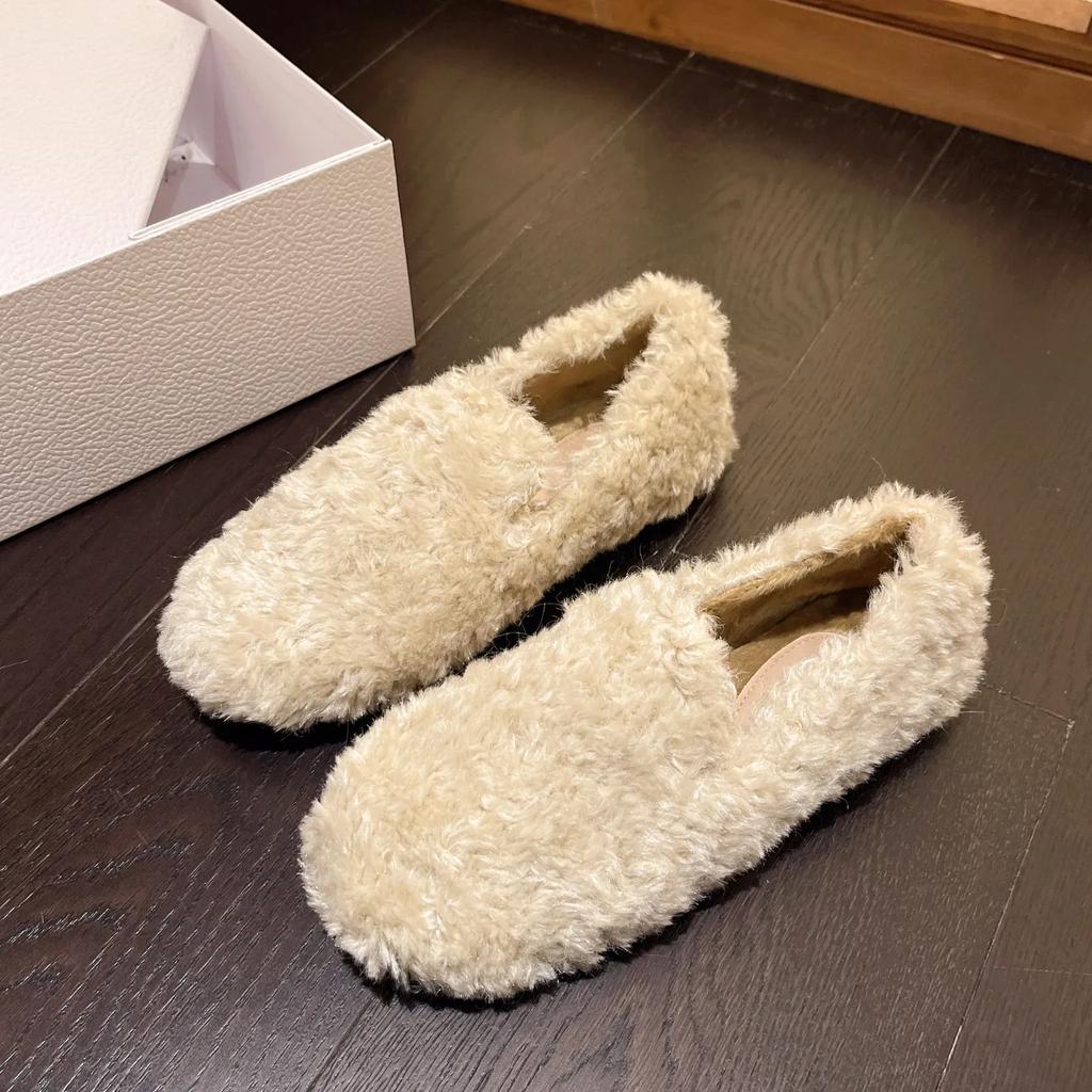 Роскошные мокасины из овечьей шерсти женские зимние хлопковые туфли женские теплые плюшевые мокасины удобные балетки из кудрявого овечьего меха женские большой размер 40
