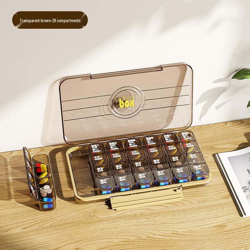 Portable Pill Box - Weekly Medicine Organizer with Large Capacity and 3-Daily Compartments