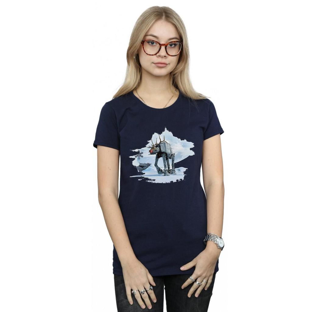 Star Wars Womens/Ladies Christmas AT-AT Reindeer Cotton T-Shirt
